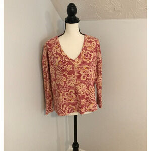 Anthropologie Pilcro Moira Floral Waffle Knit Thermal Top - Size Extra Small